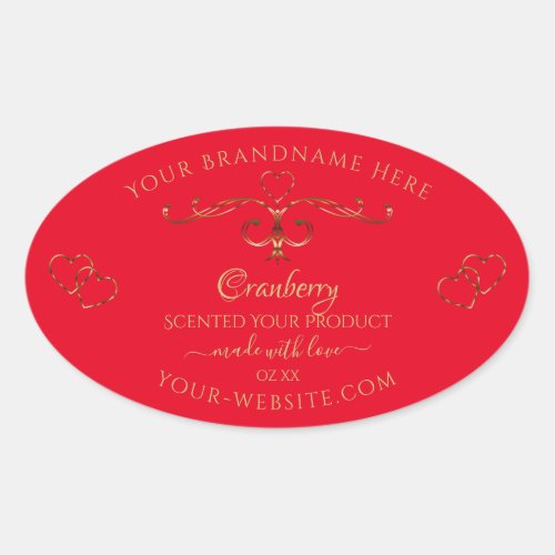 Ornamental Gold Ornate Hearts Red Product Labels