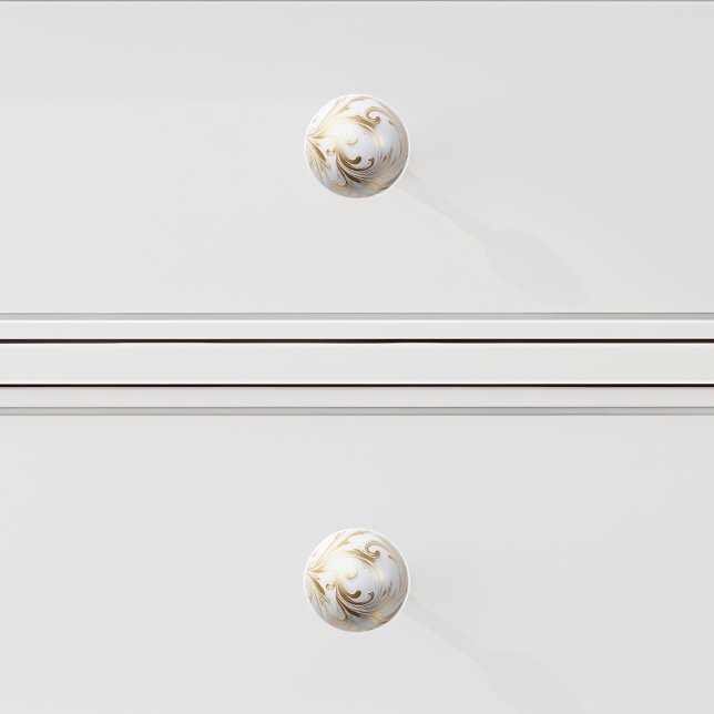 Ornamental Gold White Filigree Swirl Orb Ceramic Knob (Creator Uploaded)