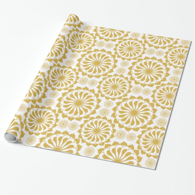 Ornamental golden seamless pattern wrapping paper (Unrolled)