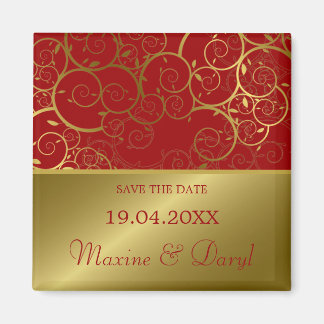 Ornamental Golden Spiral Vine Classy Save The Date Magnet