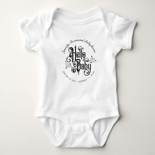 Ornamental Gothic Hello Baby Bodysuit (Front)