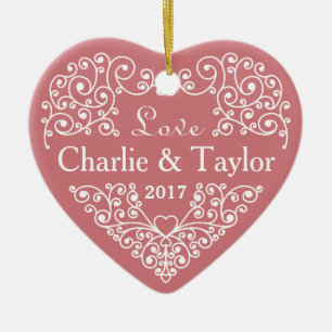 Ornamental Heart custom names & date ornament