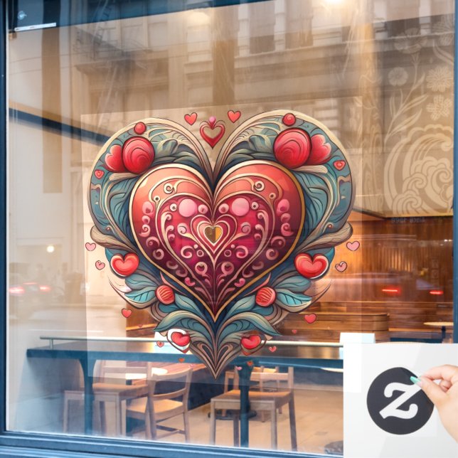 Ornamental Heart Window Cling (Cafe Window)