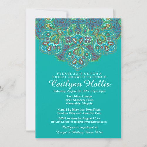 Ornamental Hindu Inspired Mandala Bridal Shower Invitation