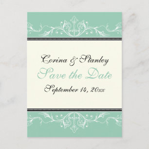 Ornamental jade, ivory wedding Save the Date Announcement Postcard