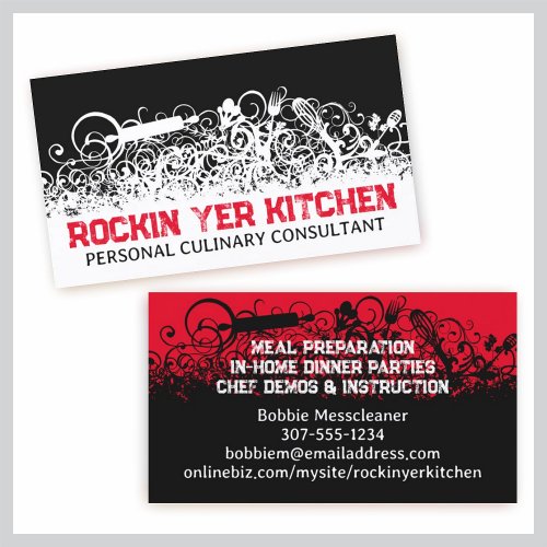 ornamental kitchen utensils business card black