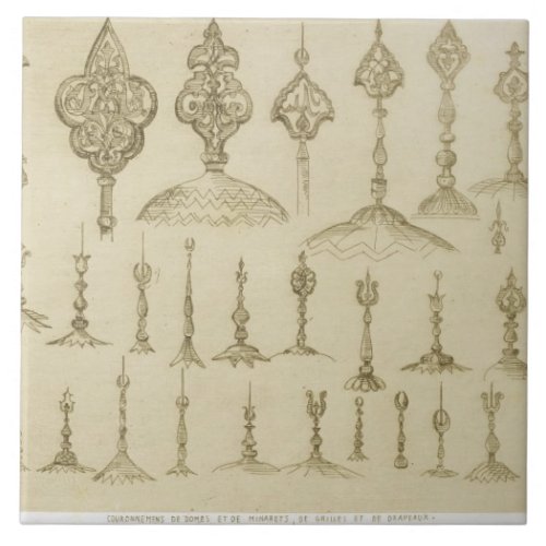 Ornamental knobs shaped as domes and minarets fro ceramic tile
