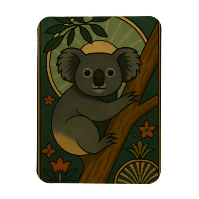 Ornamental Koala in Botanical Mandala Magnet (Vertical)