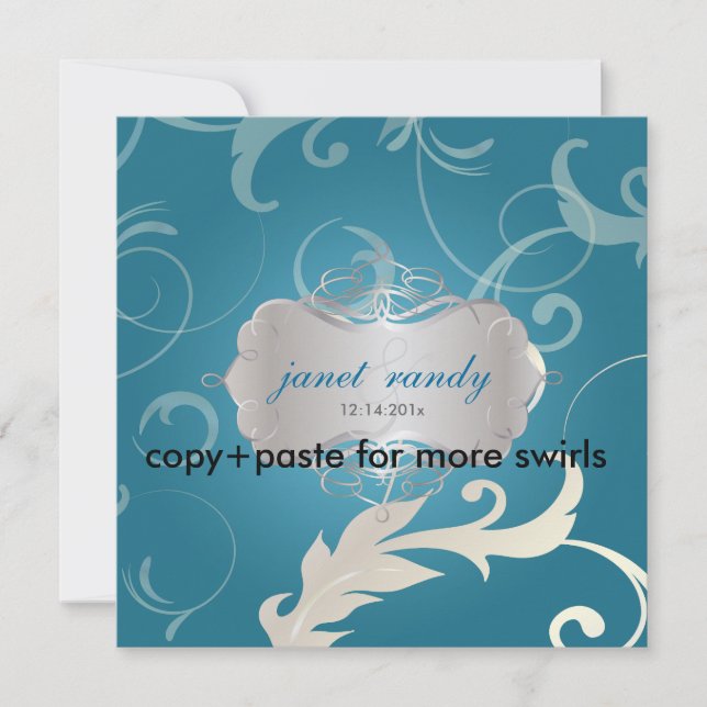 Ornamental Leaves + Swirls, Wedding Invitations (Front)