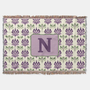 Ornamental Lily Motif Pattern Throw Blanket
