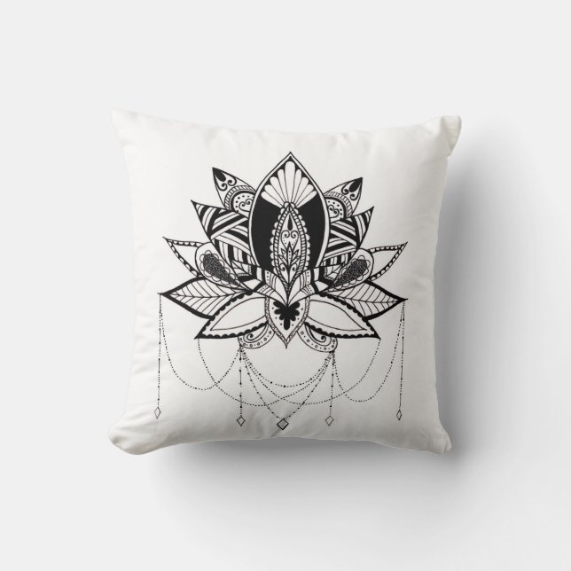 Ornamental Lotus Throw Pillow (Front)