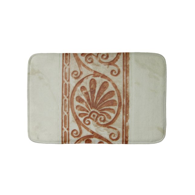 Ornamental Mediterranean Brown Border Bathroom Mat (Front)