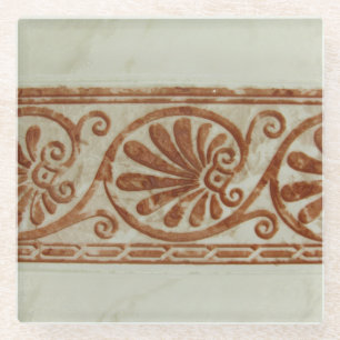 Ornamental Mediterranean Brown Border Glass Coaster