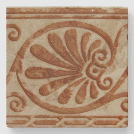 Ornamental Mediterranean Brown Border Stone Coaster
