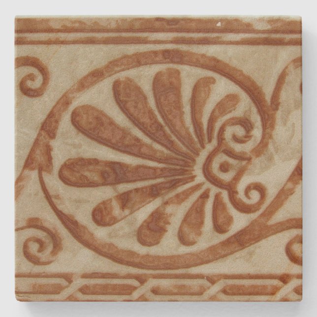 Ornamental Mediterranean Brown Border Stone Coaster (Front)