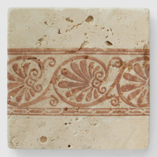 Ornamental Mediterranean Brown Border Stone Coaster