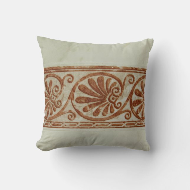 Ornamental Mediterranean Brown Border Throw Pillow (Front)