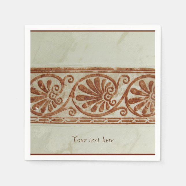Ornamental Mediterranean Brown Border with Text Napkins (Front)