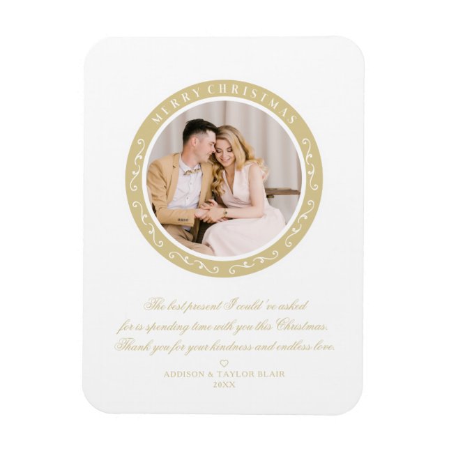 Ornamental Minimalist Classic Christmas Eve Photo Magnet (Vertical)