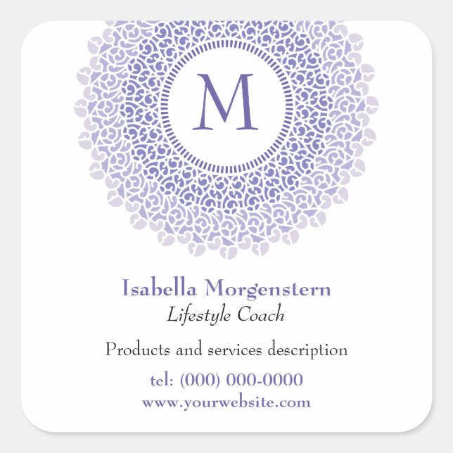 Ornamental Monogram Promotional Sticker (Front)