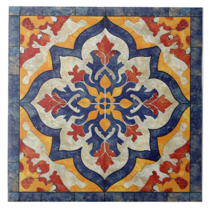 Ornamental Moroccan Floral Themed Tile Pattern
