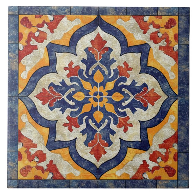 Ornamental Moroccan Floral Themed Tile Pattern (Front)
