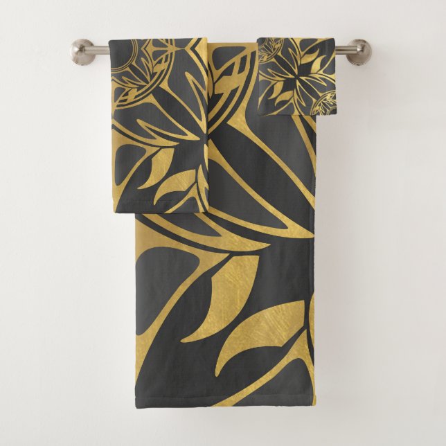Ornamental pattern, abstract, elegant design bath towel set (Insitu)