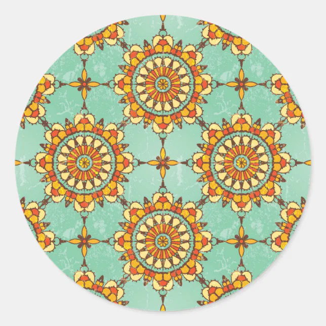 Ornamental pattern classic round sticker | Zazzle