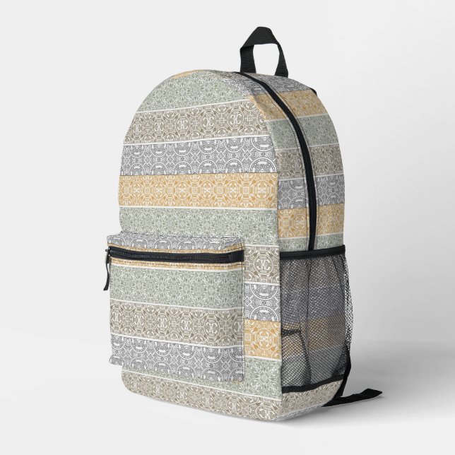 Ornamental pattern printed backpack (Back Corner Right)