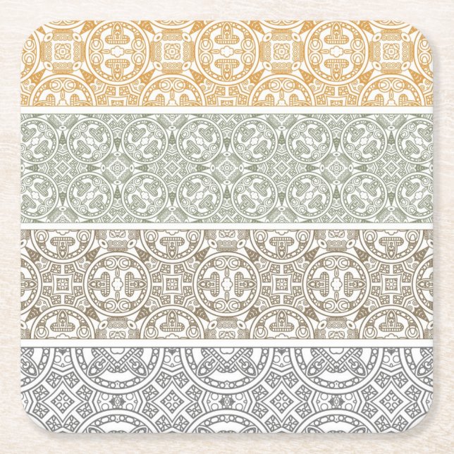 Ornamental pattern square paper coaster (Front)