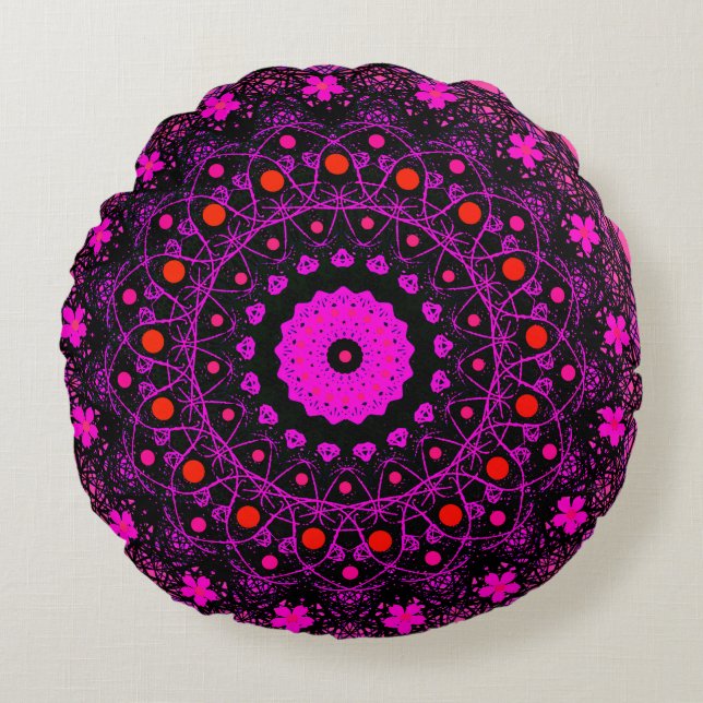 Ornamental patterned round pillow (Front)
