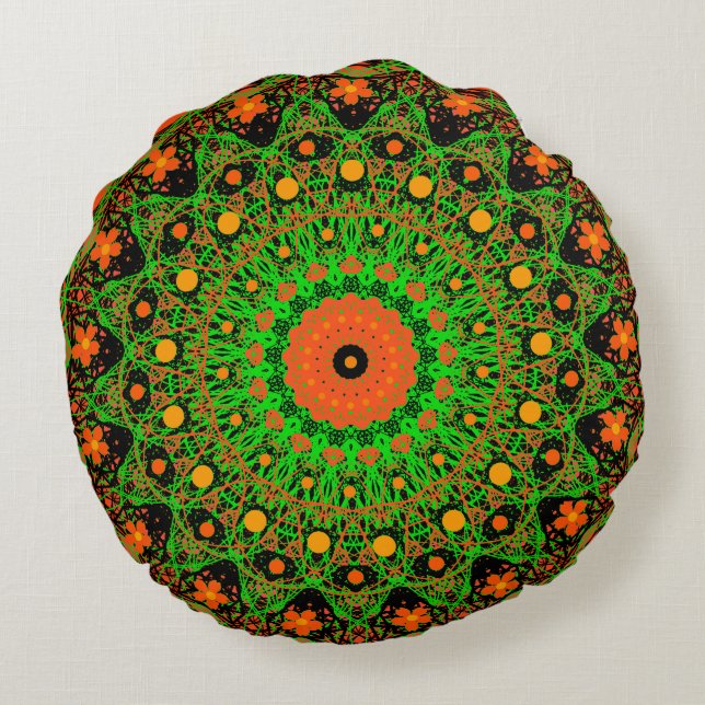 Ornamental patterned round pillow (Back)