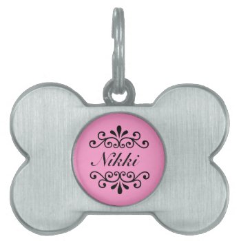 Ornamental Personalized Dog Tag In Pink by Joyful_Expressions at Zazzle