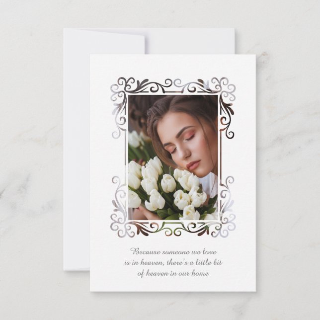 Ornamental Photo Commemorative Funeral Loved One Note Card (Front)