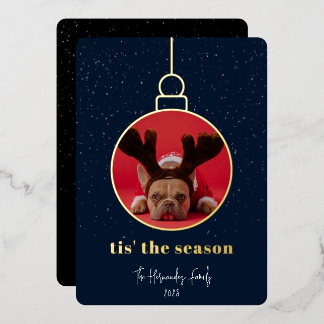 Ornamental Photo Frame Foil Holiday Card (Front/Back)