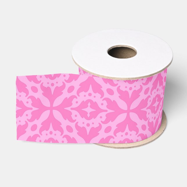 Ornamental Pink Damask Breast Cancer Awareness Grosgrain Ribbon (Spool)
