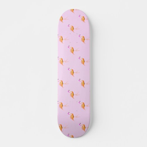 Ornamental Pink Flamingo Wallpaper Pattern  Skateboard