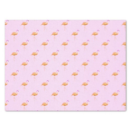Ornamental Pink Flamingo Wallpaper Pattern Tissue Paper