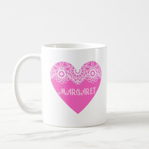 Ornamental Pink Heart Design Coffee Mug