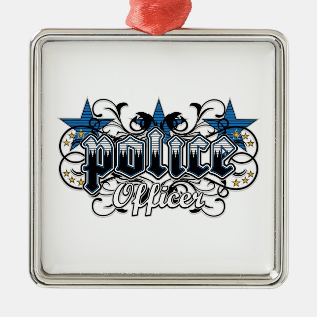 Ornamental Police Officer Metal Ornament (Front)