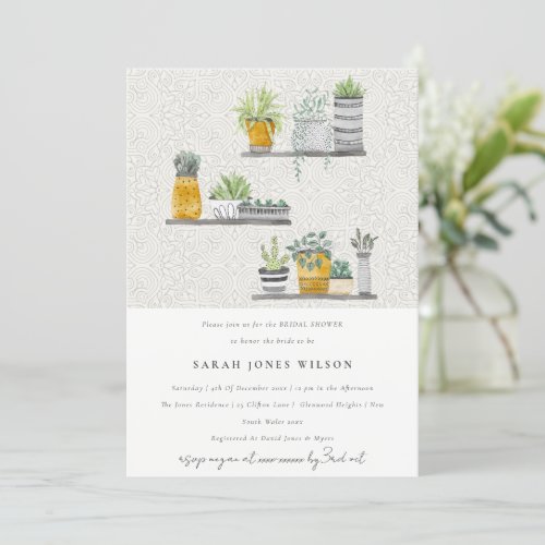 Ornamental Potted Leafy Botanical Bridal Shower Invitation