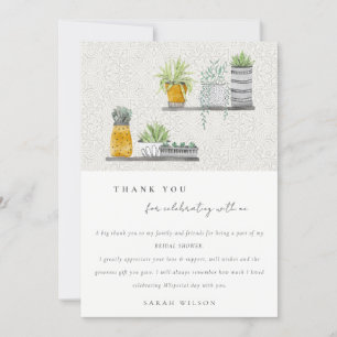 Ornamental Potted Leafy Botanical Bridal Shower Thank You Card