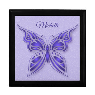 Ornamental Purple Butterfly Jewelry Box