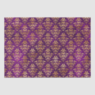 Ornamental Purple & Gold Damask Pattern Tissue Paper
