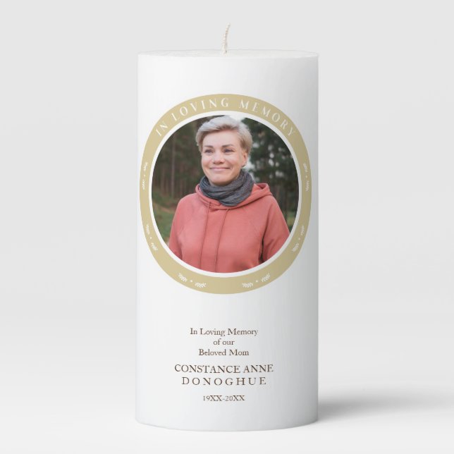 Ornamental Remember Dear One Passed Away Funeral Pillar Candle (Front)