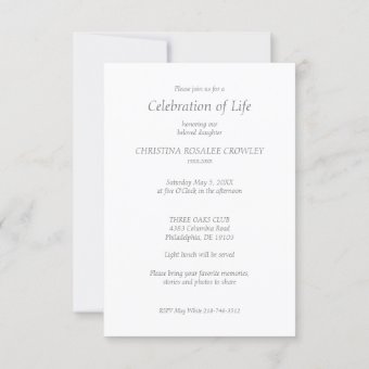 Ornamental Remember Loved One Passed Away Funeral Invitation | Zazzle