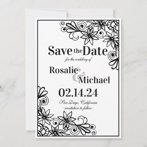 Ornamental Retro Style Save the Date Card