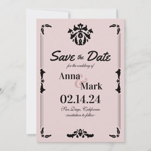 Ornamental Retro Style Save the Date Card
