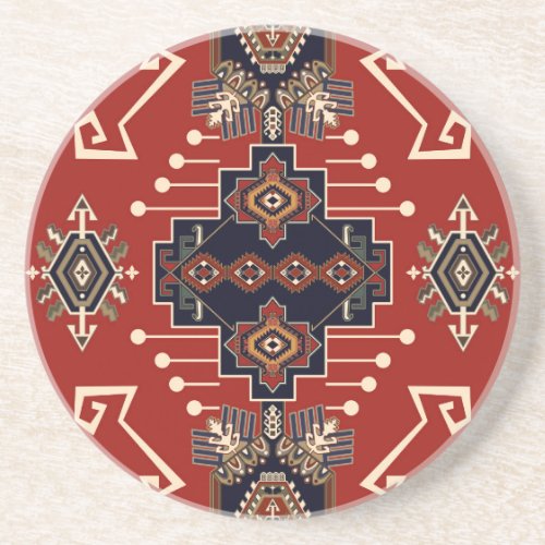 Ornamental Rug Design Vintage Geometric Coaster