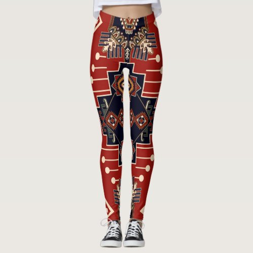 Ornamental Rug Design Vintage Geometric Leggings